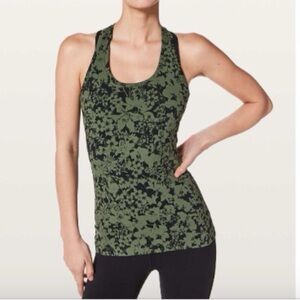 Lululemon Cool Racerback tank top in the Efflorescent Barracks Green Black print
